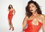 Deepika stuns in a red latex dress
