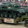 Detachments of Centurion Tank, PT-76, MBT Arjun MK-I, and APC Topaz participate in the Republic Day parade at the Rajpath in Delhi.