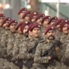 Parachute regiment attired in the new combat uniform of the Indian Army and carrying weapon Tavor Assault rifles at the Republic Day parade