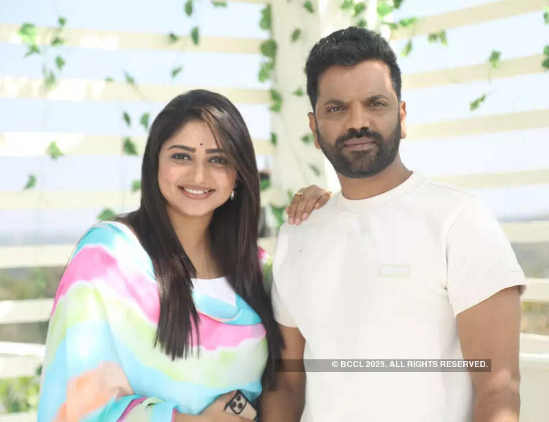 Sathish Ninasam and Rachita Ram on the set of their upcoming film Matinee
