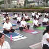 Article image for: Visakhapatnam: People perform Surya Namaskar on occasion of Ratha <i class="tbold">saptami</i>