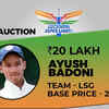 Ayush Badoni sold to Lucknow for Rs 20 Lakh