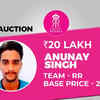 Anunay Singh sold to Rajasthan Royals for Rs 20 lakh