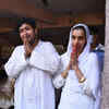 Bappi Lahiri's son Bappa and daughter-in-law Taneesha prayed with folded hands after the last rites of the singer-composer. Bappi Da was cremated in a Mumbai's crematorium. Bappa lit the funeral pyre.