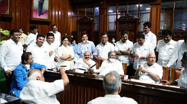 Photos: Congress holds day-and-night dharna in Karnataka assembly for KS Eshwarappa’s dismissal