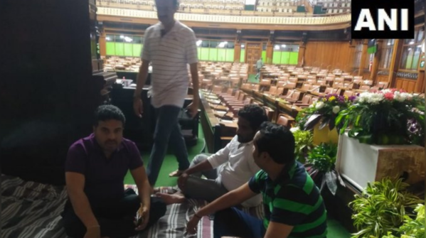 Photos: Congress holds day-and-night dharna in Karnataka assembly for KS Eshwarappa’s dismissal