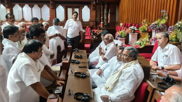 Photos: Congress holds day-and-night dharna in Karnataka assembly for KS Eshwarappa’s dismissal