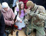Ukrainian veterans hold military exercise for civilians