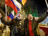 Ukraine: Pro-Russian activists celebrate as Putin recognises breakaway regions