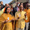 Uttar Pradesh deputy CM Dinesh Sharma after casting his vote in Lucknow central constituency