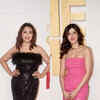 strapless open back dress Madhuri Dixit Nadira Lime Yellow Silk Butti Back Yoke Kurta Set main image 0