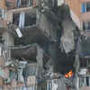 An apartment building damaged by recent shelling in Kyiv