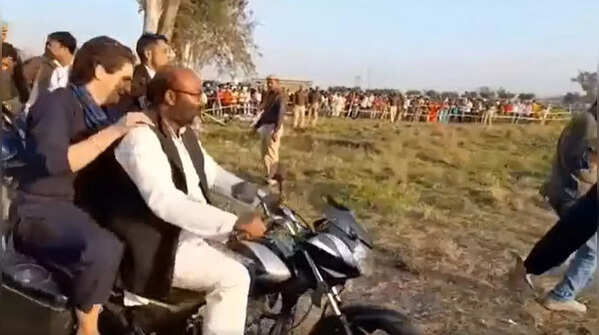 Priyanka Gandhi takes surprise bike ride in UP
