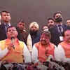 BJP leaders Pralhad Joshi, Pushkar Singh Dhami, Kailash Vijaybargiya and Ajay Bhatt during press meet at BJP office in Dehradun.