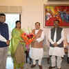 Leaders of Apna Dal(S) Anupriya Patel and Ashish Patel meet BJP national president JP Nadda in Delhi
