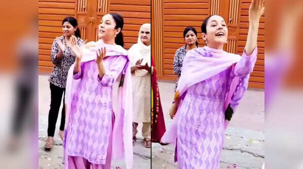 Singing and dancing with the elderly women