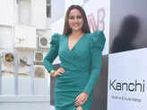 Sonakshi Sinha stuns in a green thigh-high slit dress at the launch of her first offline exhibition