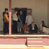 Boris Johnson tries his hands on 'charkha', at Sabarmati Ashram.