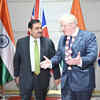UK PM Boris Johnson with Adani Group chairman Gautam Adani, in Ahmedabad.