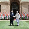 PM Narendra Modi greeted UK PM Boris Johnson before the commencement of their talks on further intensifying the multi-faceted India-UK ties.