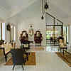 Glass walls & hanging lights