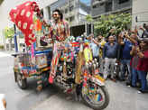 Ranveer Singh is a riot of colours as he arrives in style to promote Jayeshbhai Jordaar