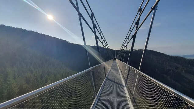 Walk in the clouds: World&rsquo;s longest pedestrian suspension bridge opens in Czech Republic