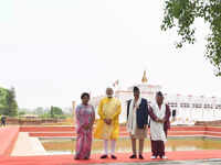 Article image for: Prime Minister Narendra Modi at <i class="tbold">maya devi</i> temple on the occasion of Buddha Purnima.