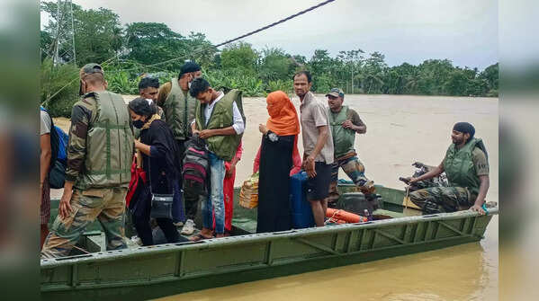 Army personnel carrying out rescue operation in Assam