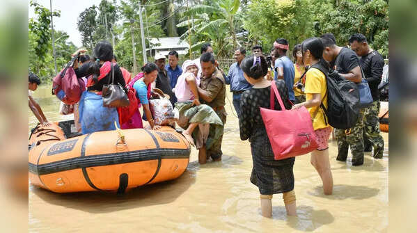 Rescue operation in flood-hit area in Assam