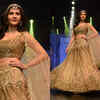 Golden lehenga with zari work