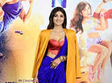 Shilpa Shetty stuns in a blue saree with red corset blouse at the trailer launch of 'Nikamma'