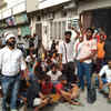 People holding protest outside Mansa civil hospital for justice in Sidhu Moosewala case