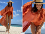 Anushka Sharma makes summer more colourful in orange swimsuit, see beachy snaps