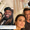 Article image for: Preity Zinta is all smiles as she bumps into <i class="tbold">chris gayle</i> in USA, fans shower love