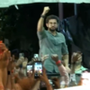 Shiv Sena leader Aaditya Thackeray greets crowd at 'Matoshree'