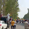 Supporters of Shiromani Akali Dal in Dhuri celebrate Simranjit Mann's victory.