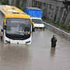 Waterlogging on Ulve road near Wahal and NRI service road in Navi Mumbai.