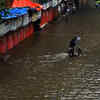 Wading through waterlogged roads