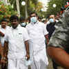 E Palaniswami arrives at the venue of AIADMK's general council meet.