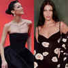 green emerald velvet dress Bella Hadid Strapless Black Velvet Split Red Carpet Dress Evening Gown main image 0