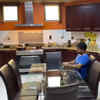 Modern kitchen with solid cabinets