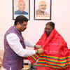 Union minister Dharmendra Pradhan visited the residence of NDA's Droupadi Murmu in Delhi to congratulate her on being declared the President of India.