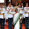 India's new president Draupadi Murmu, salutes as she receives a guard of honor during her swearing in ceremony in New Delhi, India, Monday, July 25, 2022 AP