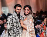 Ranveer Singh & Deepika Padukone walk the ramp for Bollywood designer Manish Malhotra