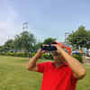 Mr Sushil Kumar Nigam from Sector 102 has come to the park opposite Divine Meadows with a binoculars