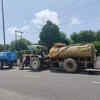 Water tankers on the road ahead of Twin Towers demolition