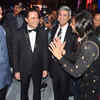 Ranveer Singh interacts with Devendra Fadnavis and Vineet Jain at the 67th Wolf777news Filmfare Awards 2022