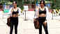 Clad in a black sports bra paired with matching yoga pants, Neha Sharma exudes major fitness inspiration