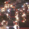 Karnataka: Long traffic snarls in various parts of Bengaluru amid heavy rainfall.